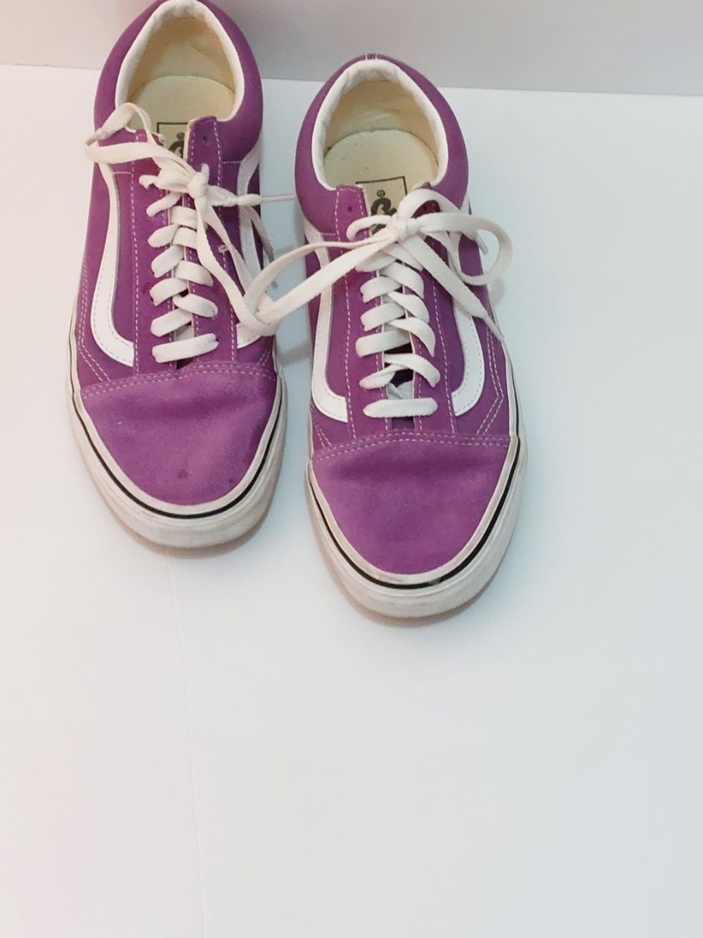 Vans Classic Low-Top Suede Upper Purole White Sneakers   White Side Stripe